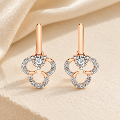 Inverted Flower Earring Drops - Rose Gold - Aesthetic