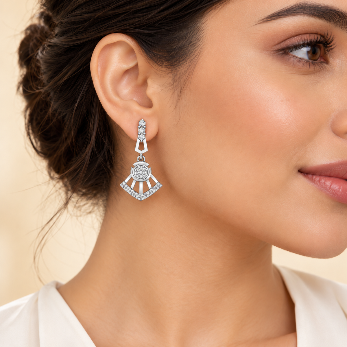 Phenonmenal Silver Earring Drops - Silver - Model
