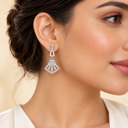 Phenonmenal Silver Earring Drops - Silver - Model