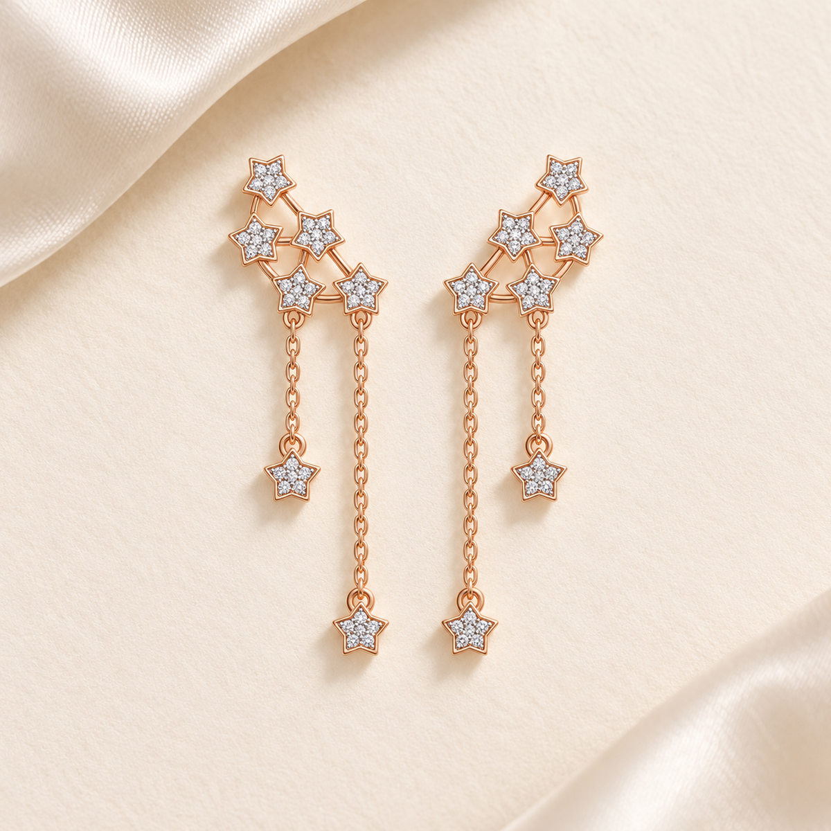 Starry Silver Danglers - Rose Gold - Aesthetic