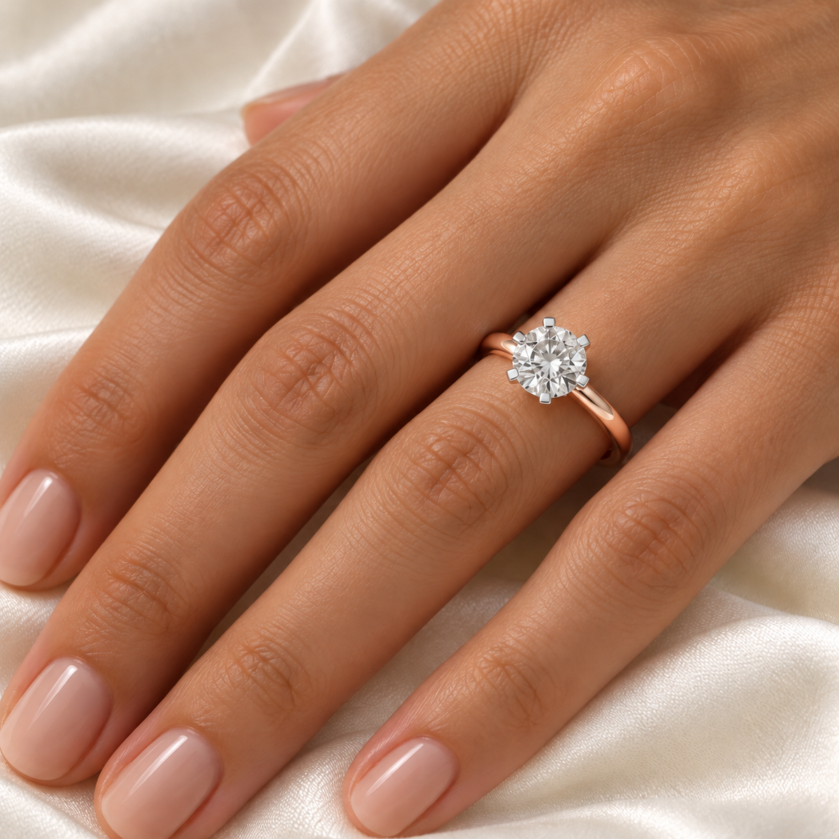 Sublime Lullaby Solitaire Ring - Rose Gold - Model