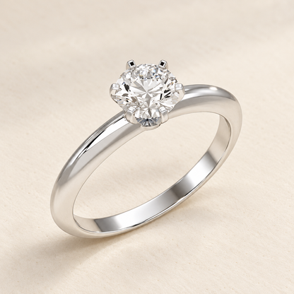 Sublime Lullaby Solitaire Ring - White Gold - Aesthetic