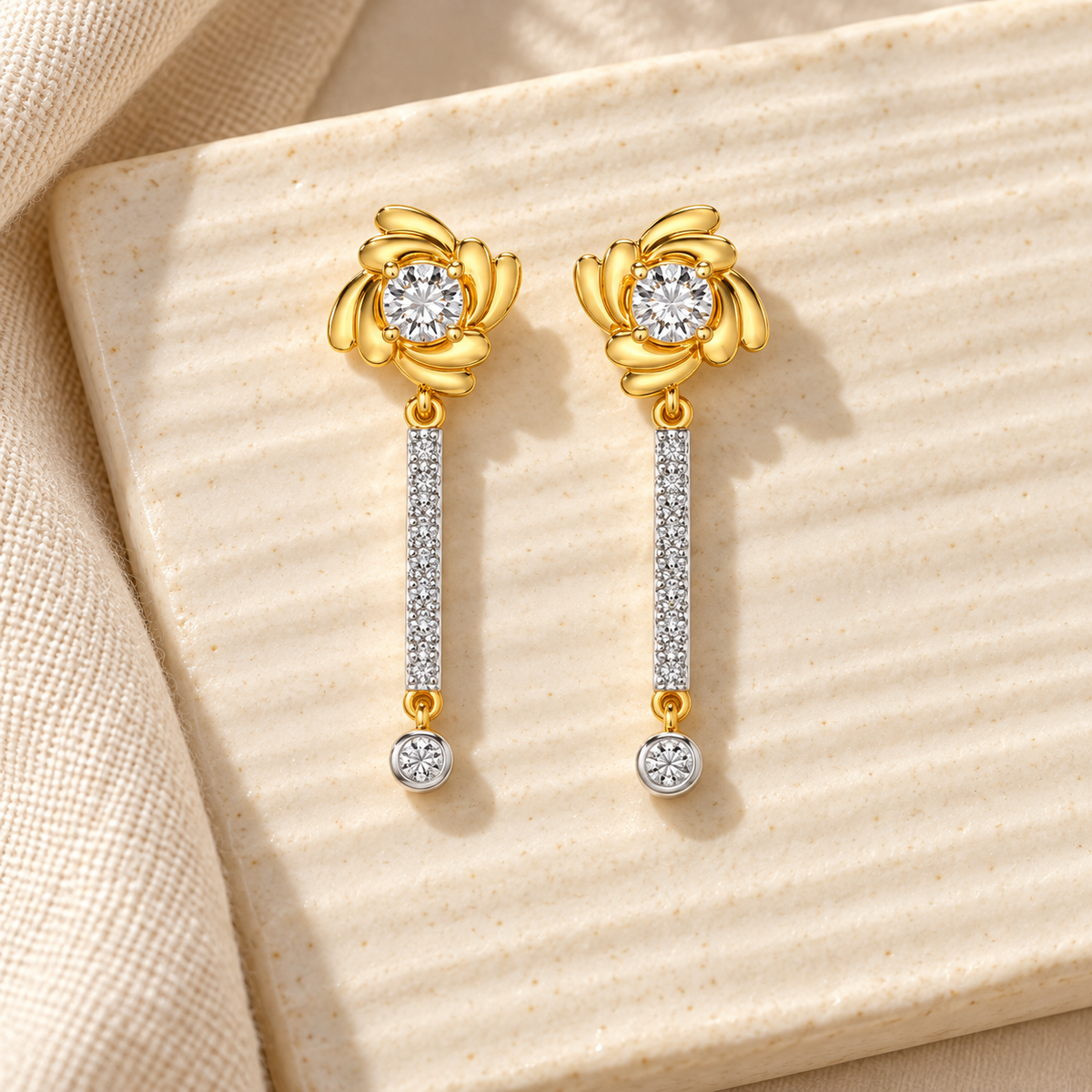 Swirling Earrings Drops - Gold - Aesthetic