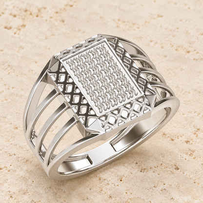 Taksh Silver Ring For Men - White Gold - Aesthetic
