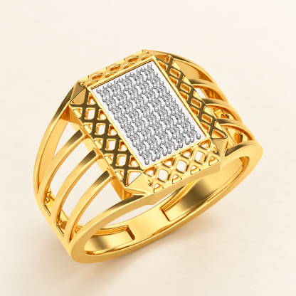 Taksh Silver Ring For Men - Yellow Gold - Aesthetic