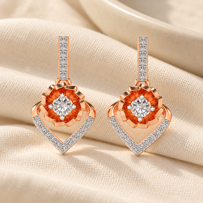 Twirl In Heart Earring Drops - Rose Gold - Aesthetic