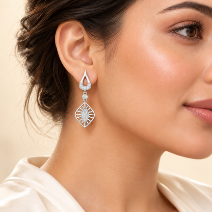 Voila Earring Drops - Silver - Model