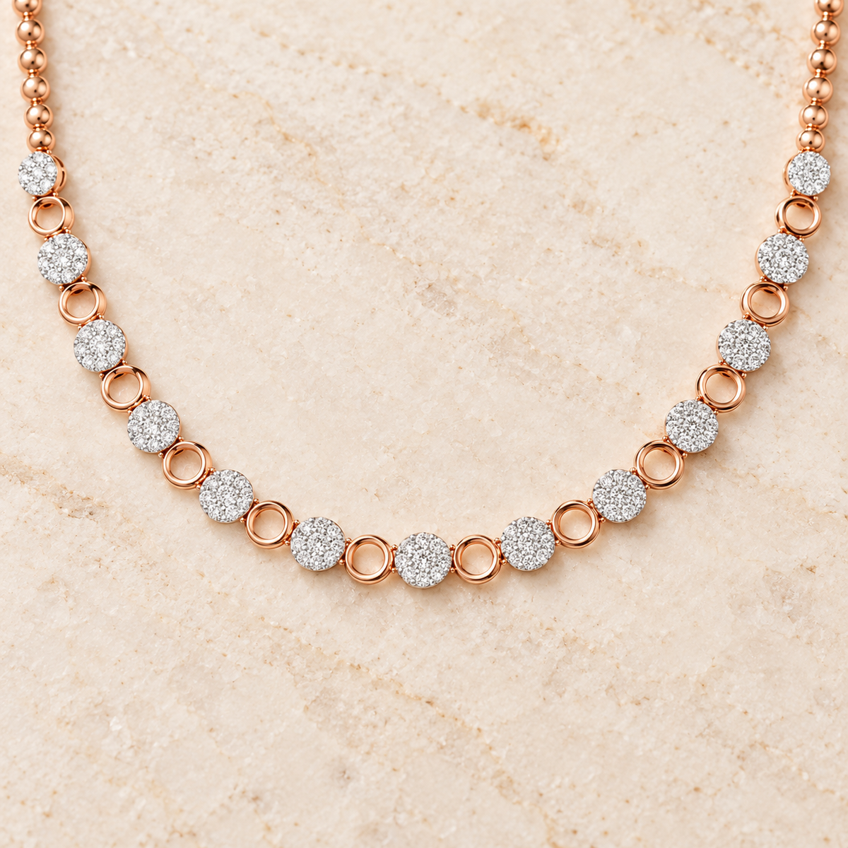 Glimmering Grace Silver Necklace - Rose Gold - Aesthetic