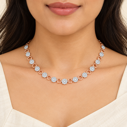 Glimmering Grace Silver Necklace - Rose Gold - Model