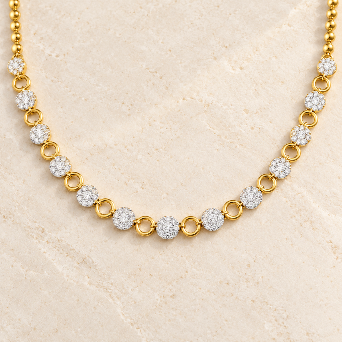 Glimmering Grace Silver Necklace - Yellow Gold - Aesthetic