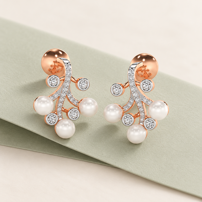 Growth Silver Pearl Earrings - Rose Gold - Aesthetic