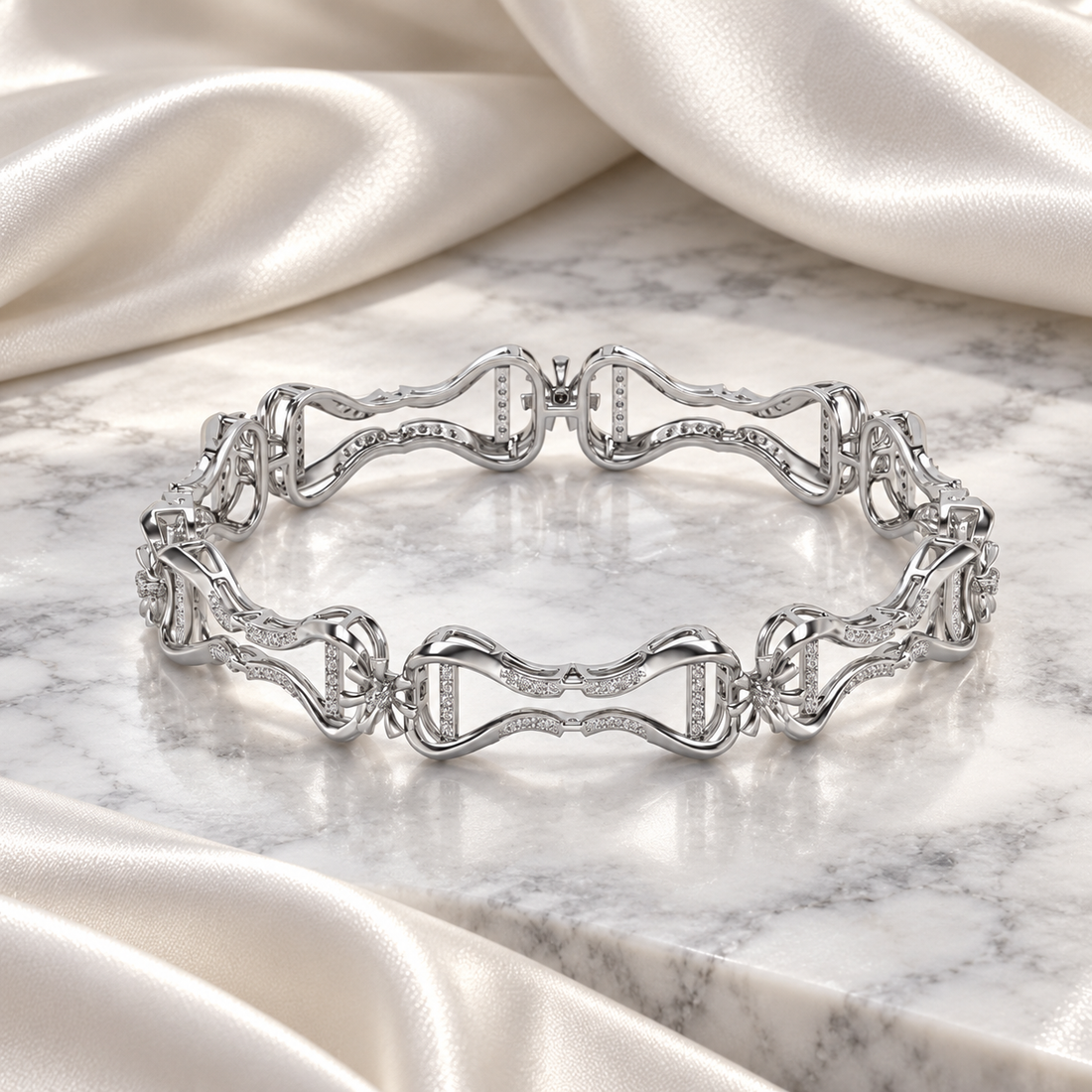 Heart Locked Silver Bangles