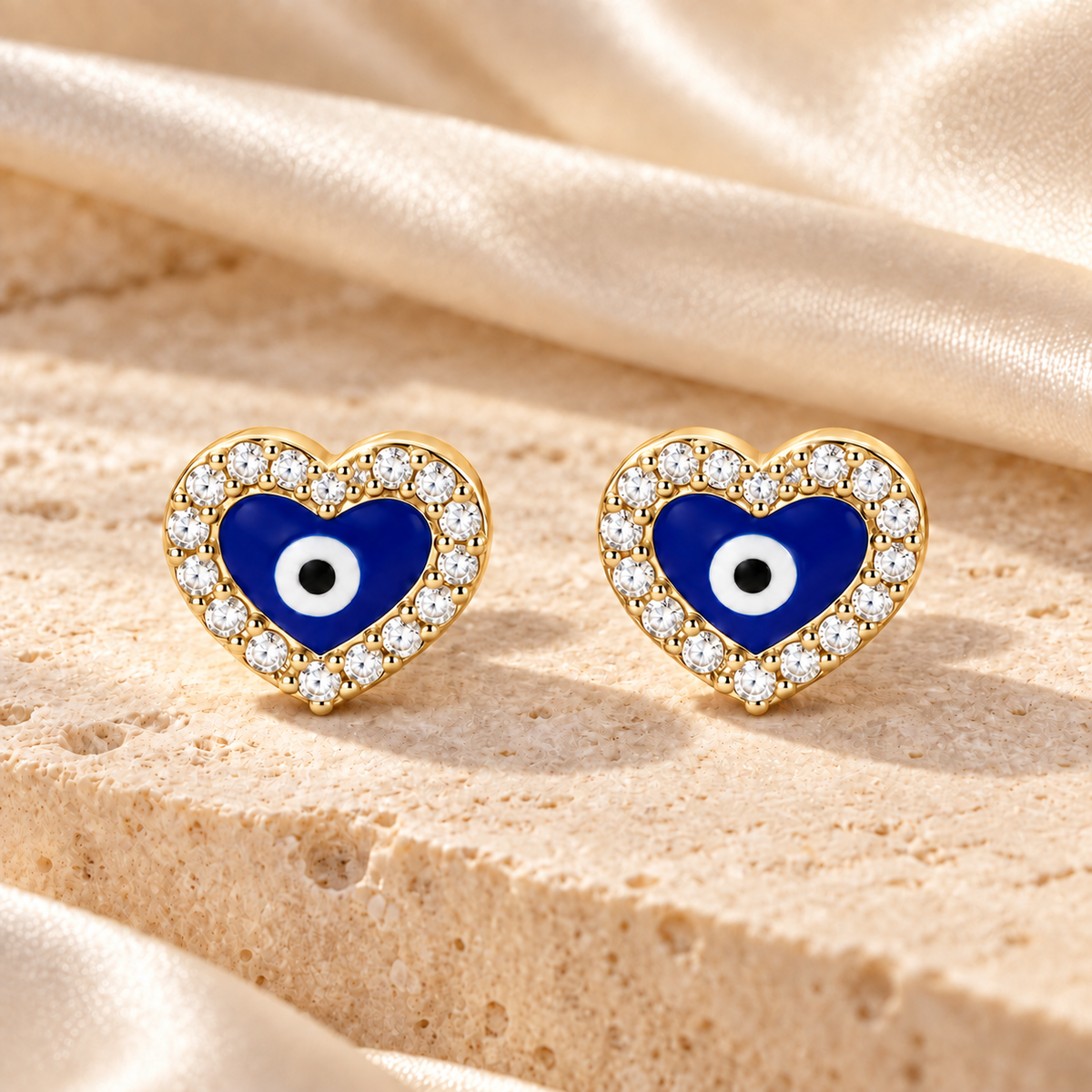 Heart of Protection Studs - Yellow Gold - Aesthetic