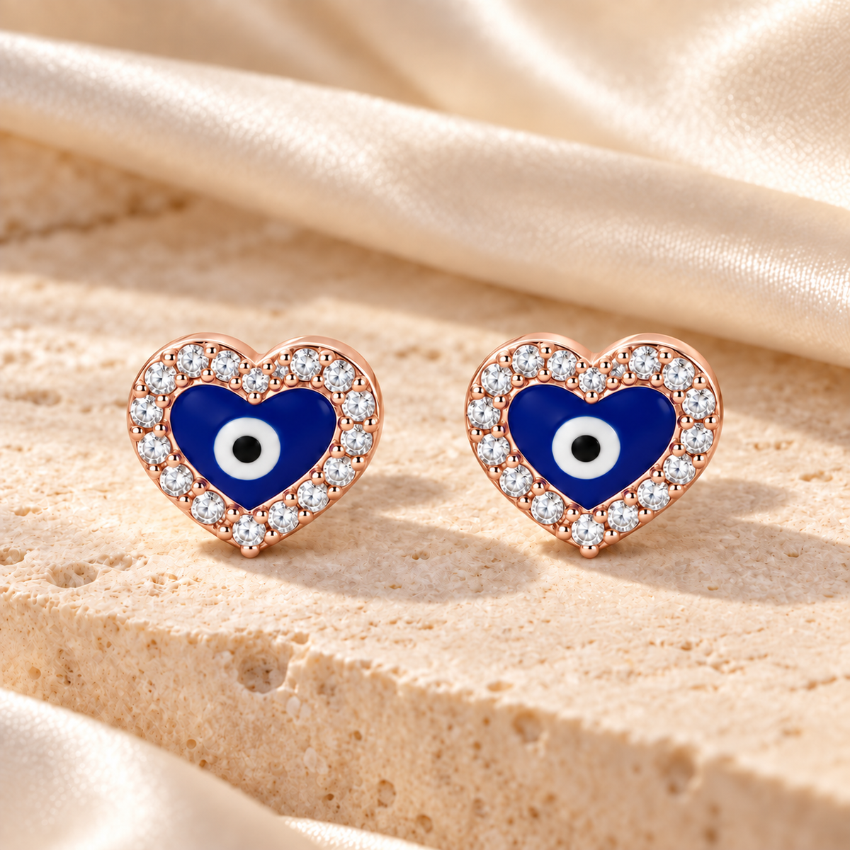 Heart of Protection Studs - Rose Gold - Aesthetic