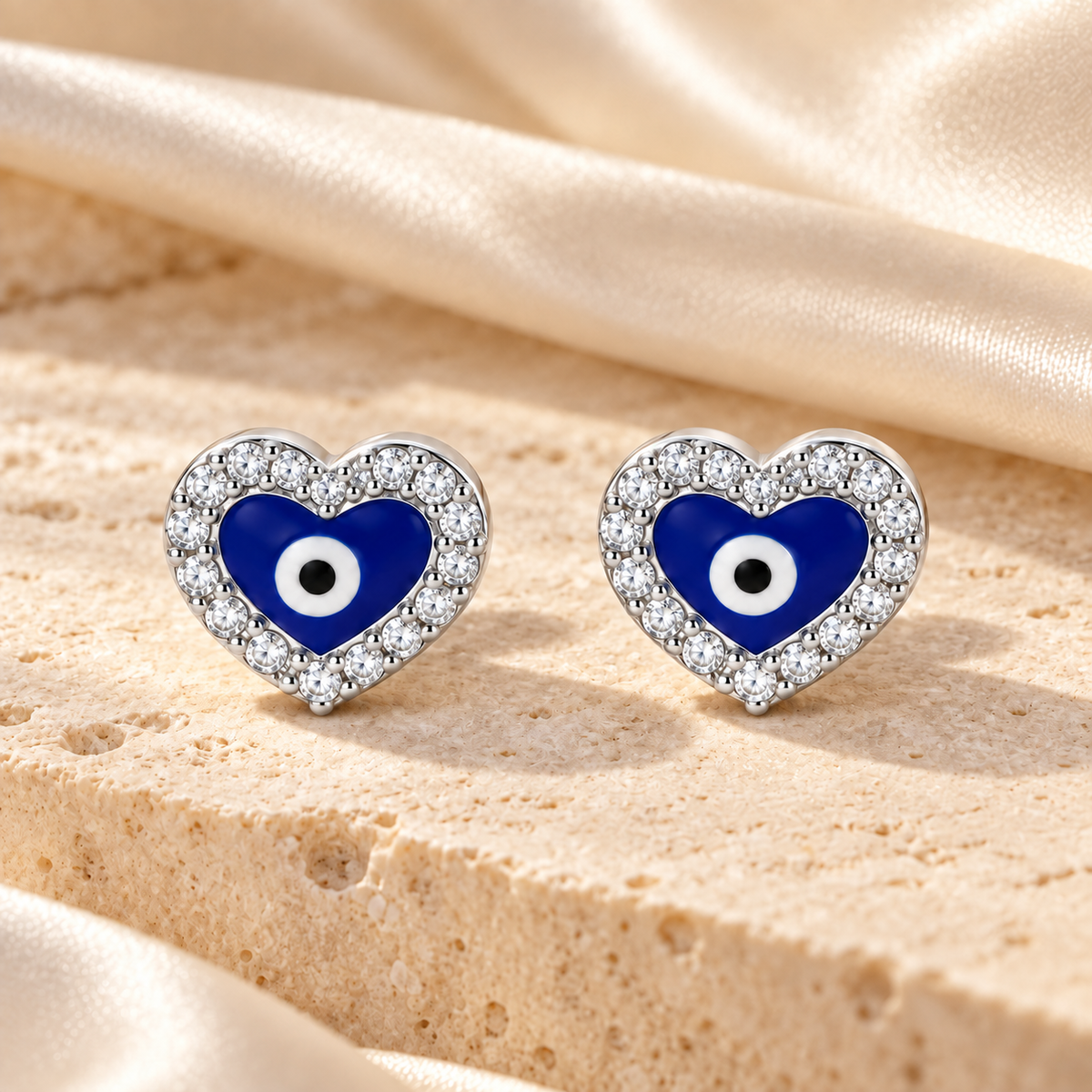 Heart of Protection Studs - White Gold - Aesthetic
