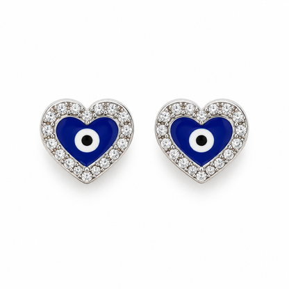 Heart of Protection Studs - Silver - Product overhead view