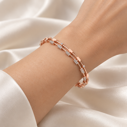 Hesperos Silver Bangles - Rose Gold - Wrist model photo