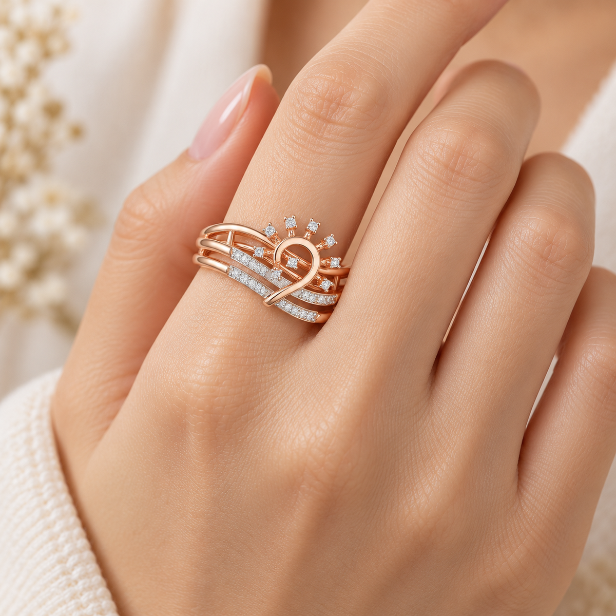 Ignite Glow Silver Ring - Rose Gold - Model