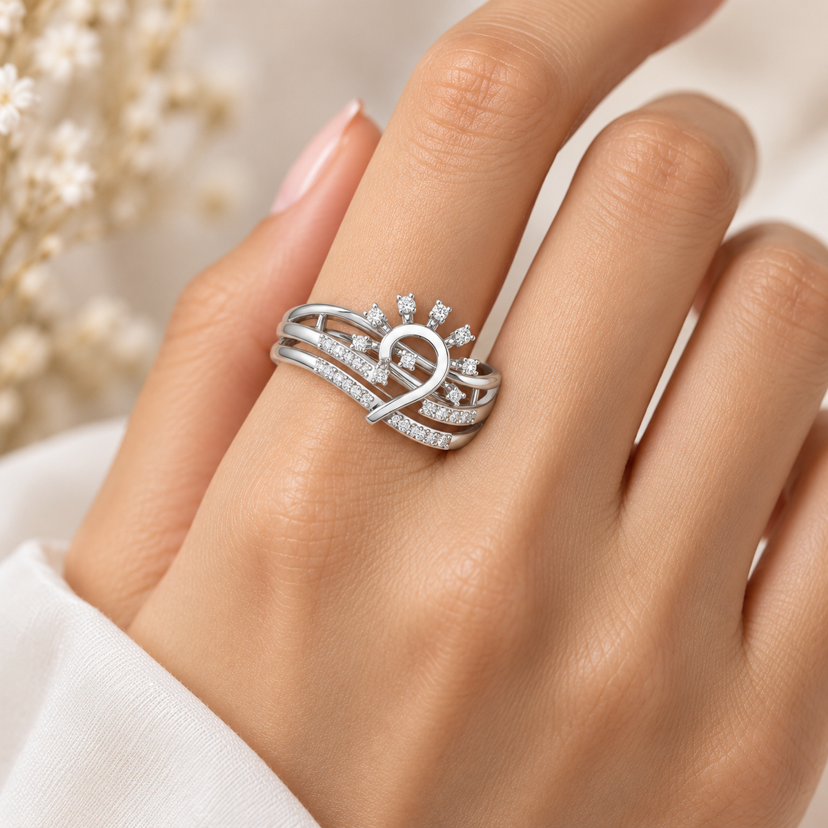 Ignite Glow Silver Ring - White Gold - Model