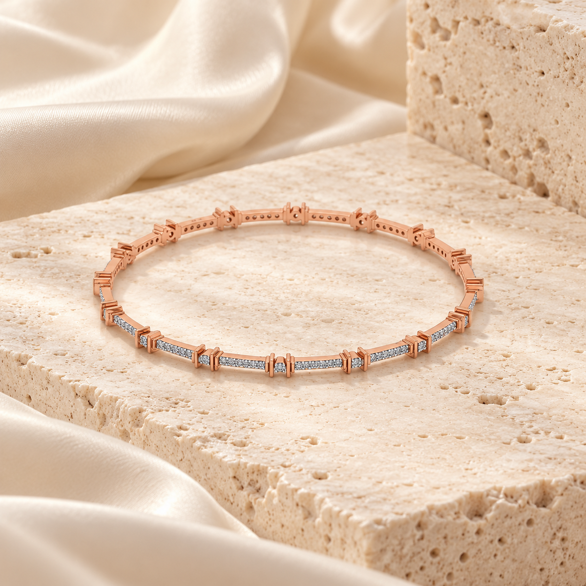 Indus Silver Bangles - Rose Gold - Square Editorial Aesthetic