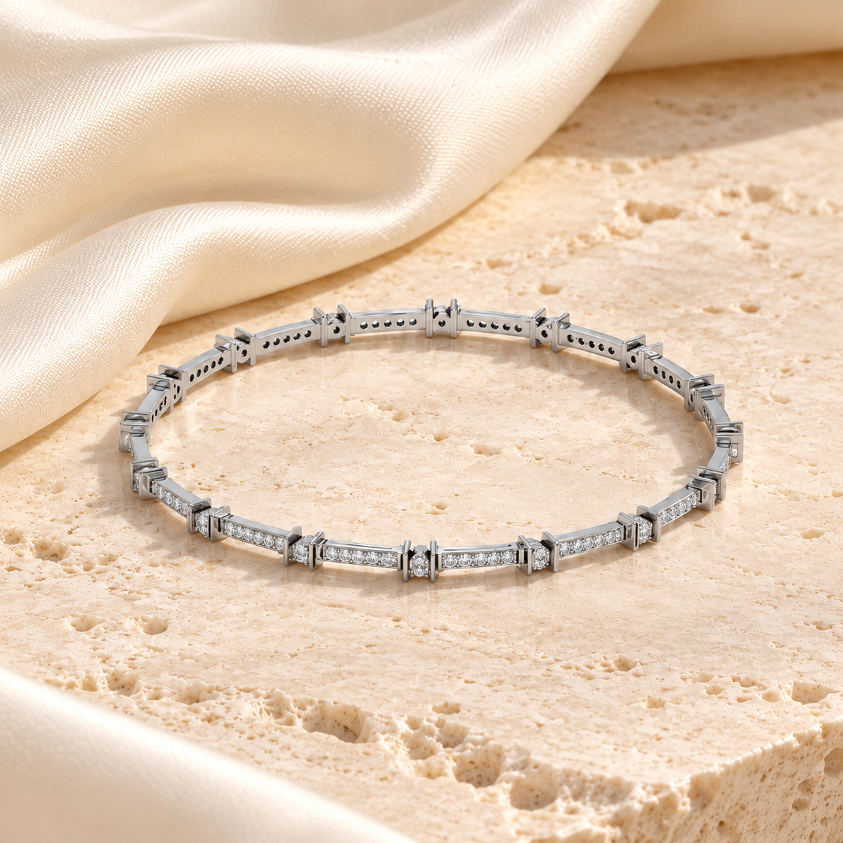 Indus Silver Bangles - White Gold - Square Editorial Aesthetic