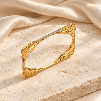 Izar Silver Bangles - Yellow Gold - Laid-flat aesthetic