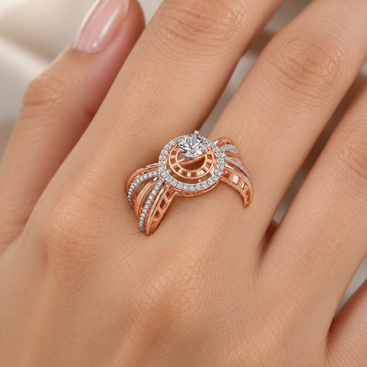 Kalyani Solitaire Ring - Rose Gold - Model