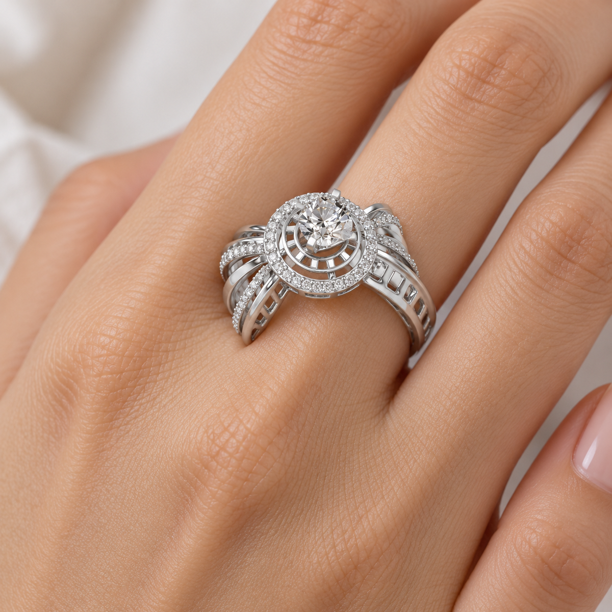 Kalyani Solitaire Ring - White Gold - Model