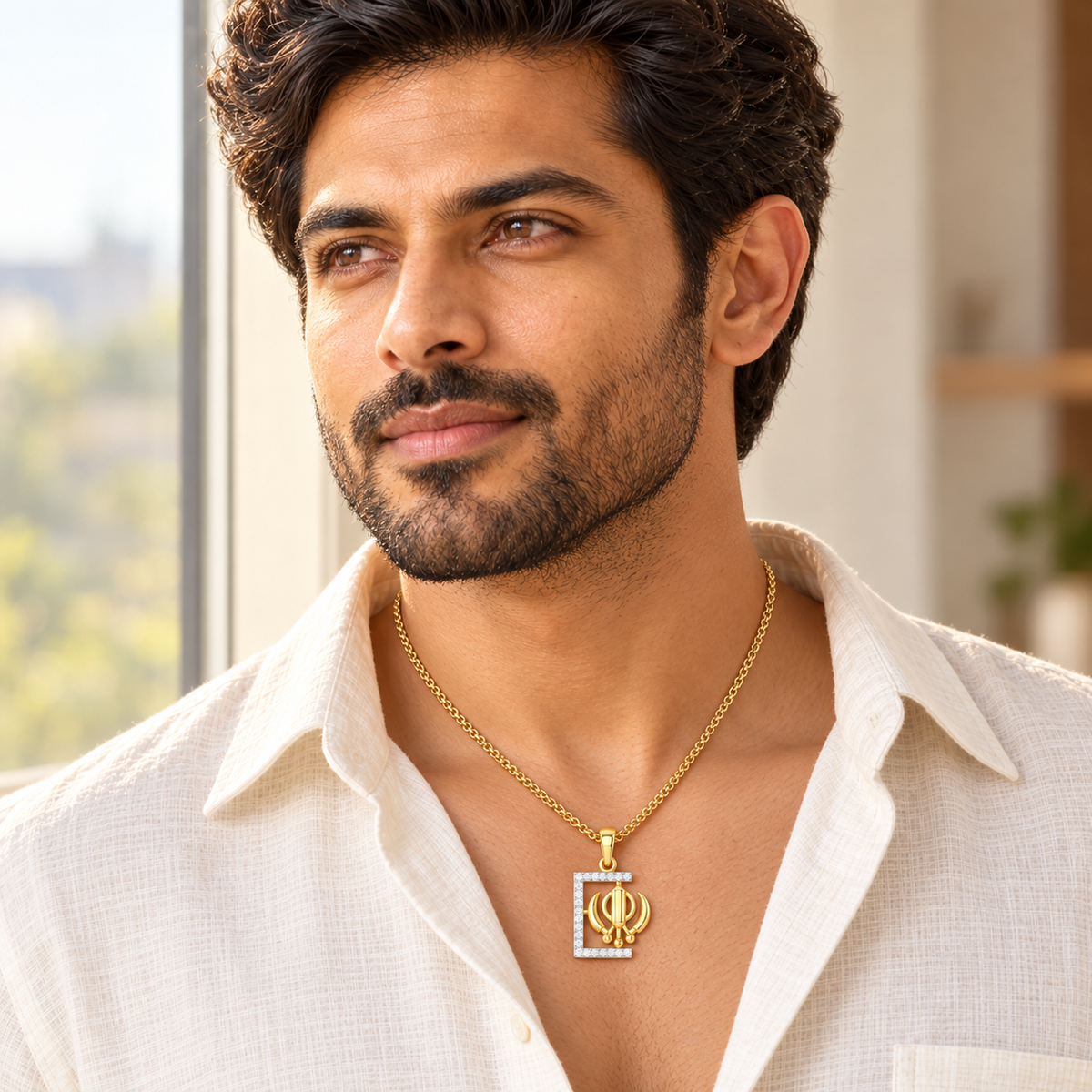 Khalsa Aura Silver Pendant - Yellow Gold - Model