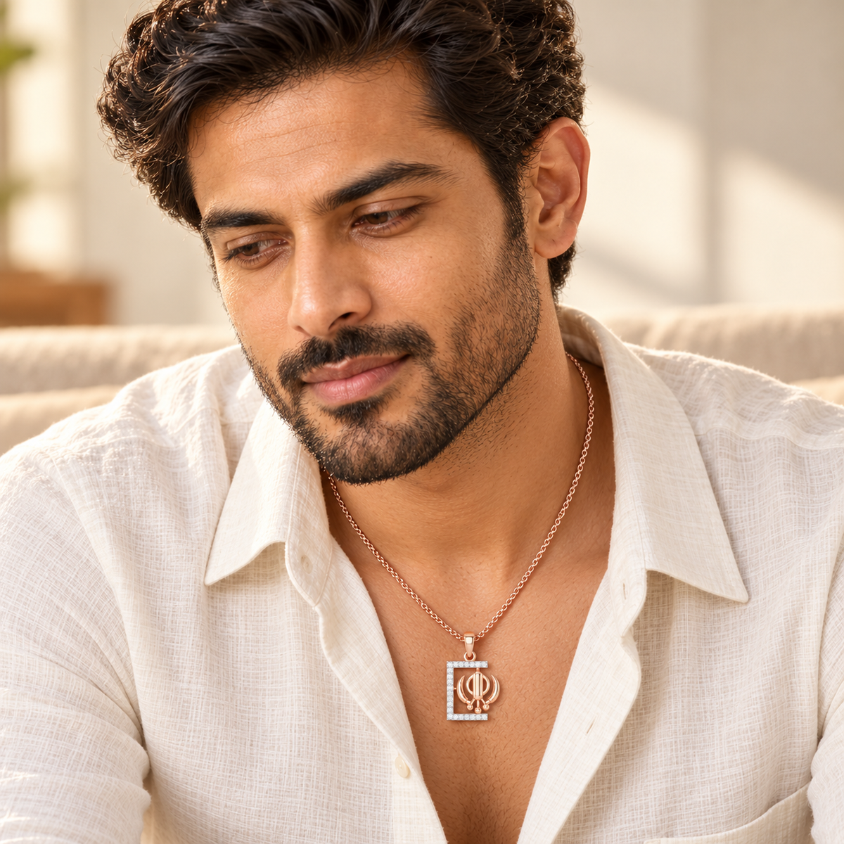 Khalsa Aura Silver Pendant - Rose Gold - Model