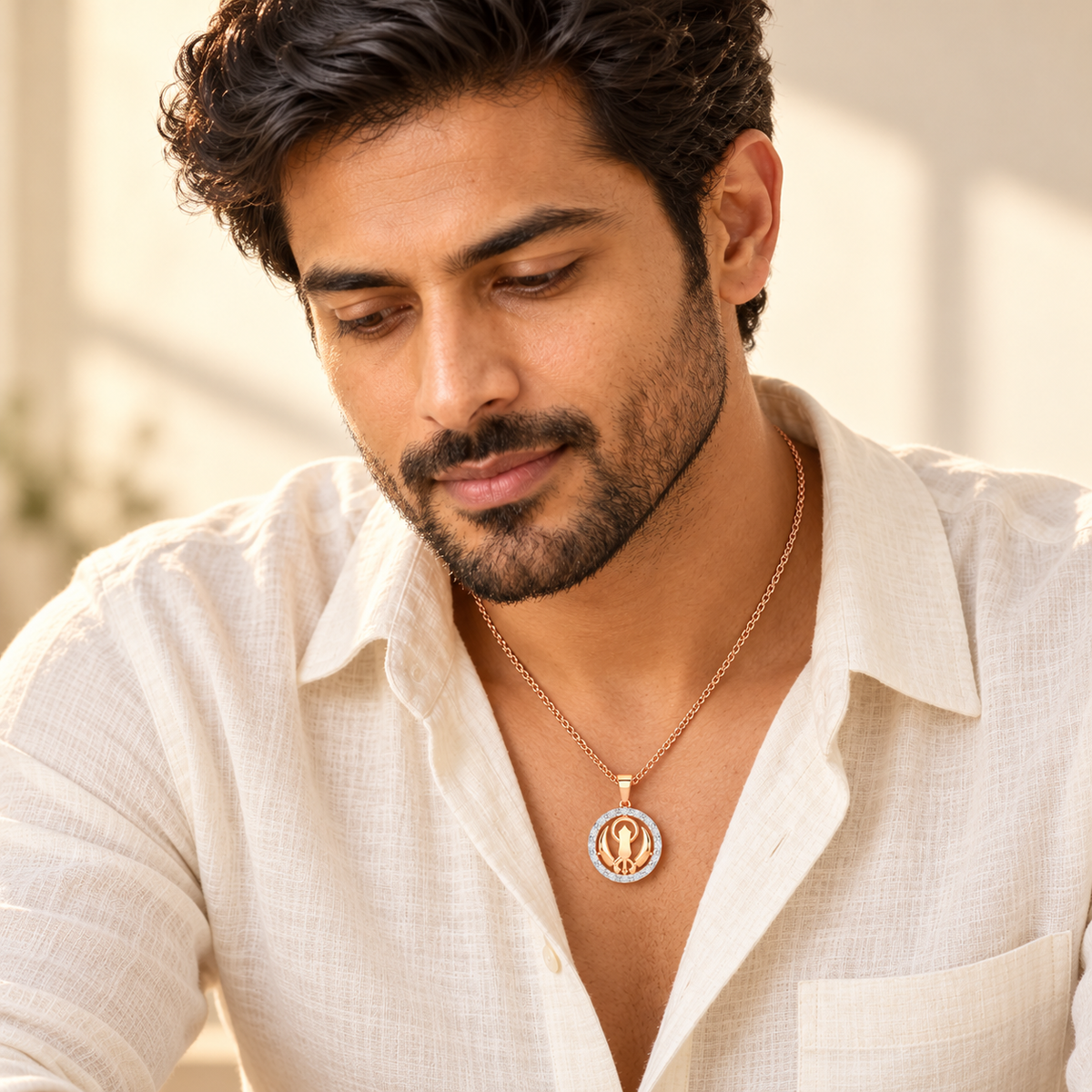 Khalsa Blessing Silver Pendant - Rose Gold - Model