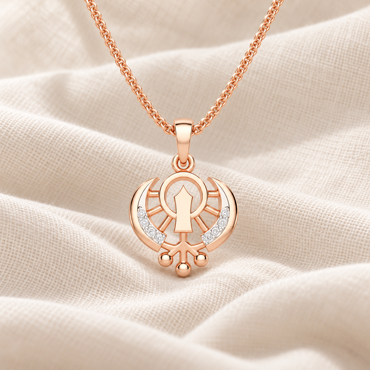 Khalsa Divine Silver Pendant - Rose Gold - Aesthetic