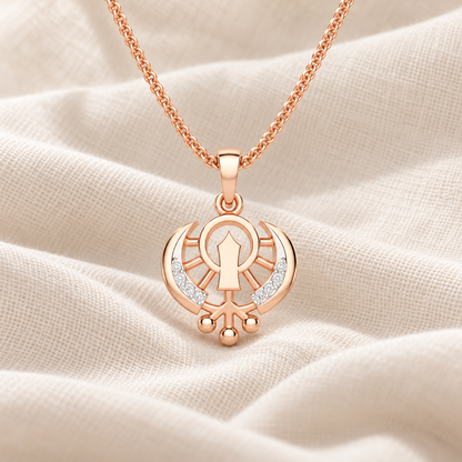 Khalsa Divine Silver Pendant - Rose Gold - Aesthetic