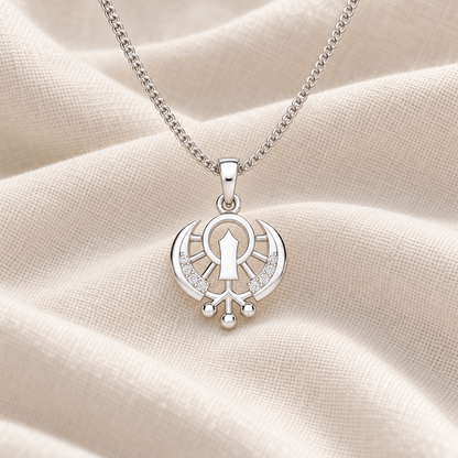 Khalsa Divine Silver Pendant - White Gold - Aesthetic