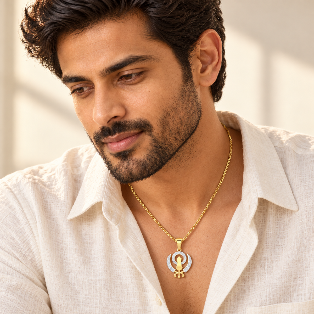 Khalsa Eternal Silver Pendant - Yellow Gold - Model