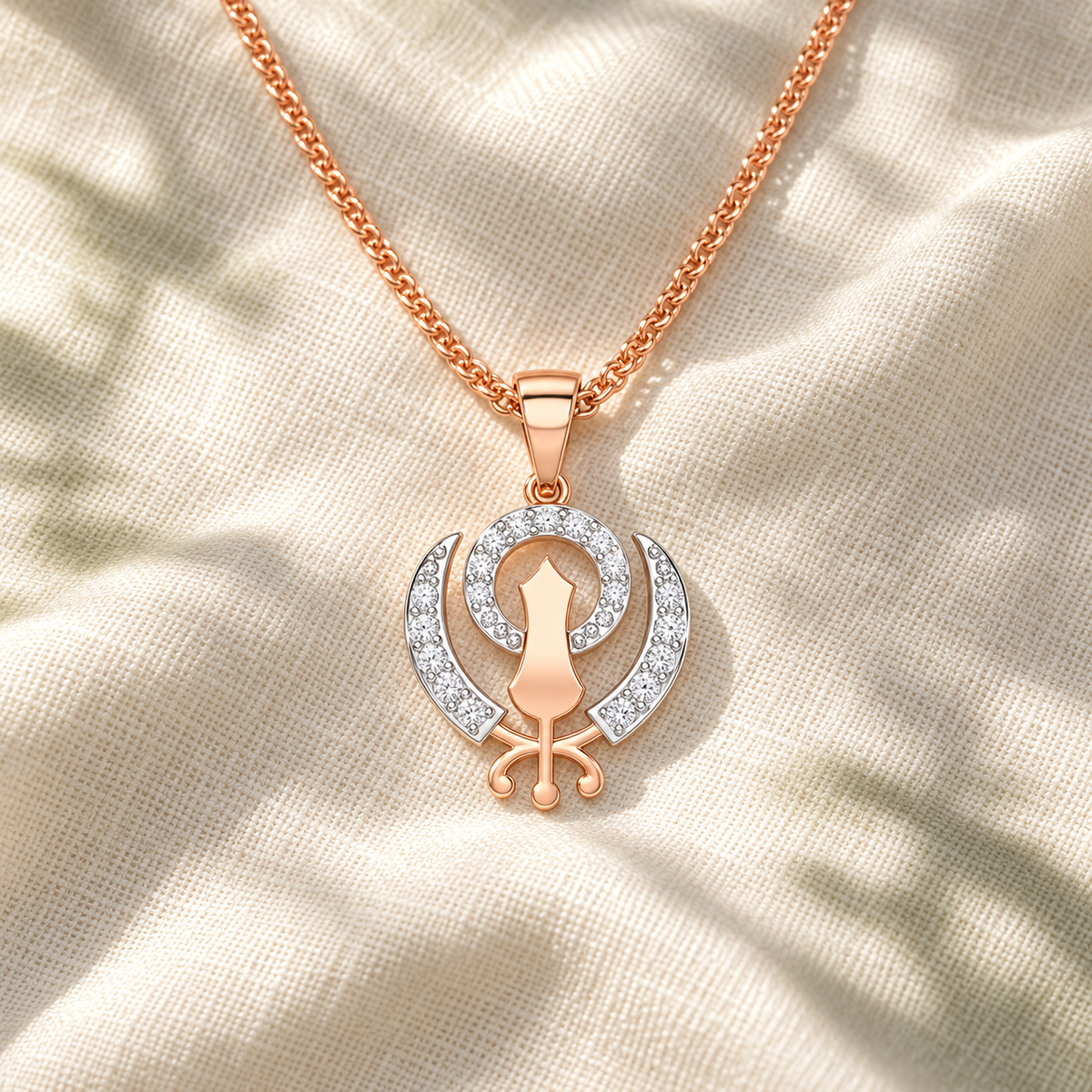 Khalsa Eternal Silver Pendant - Rose Gold - Aesthetic