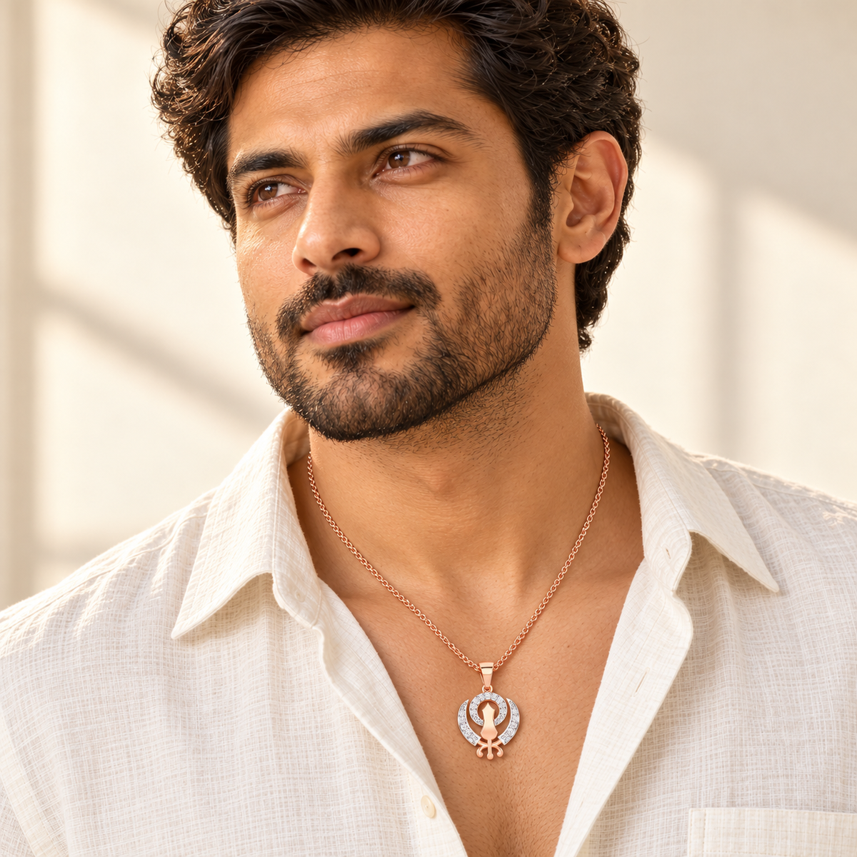 Khalsa Eternal Silver Pendant - Rose Gold - Model