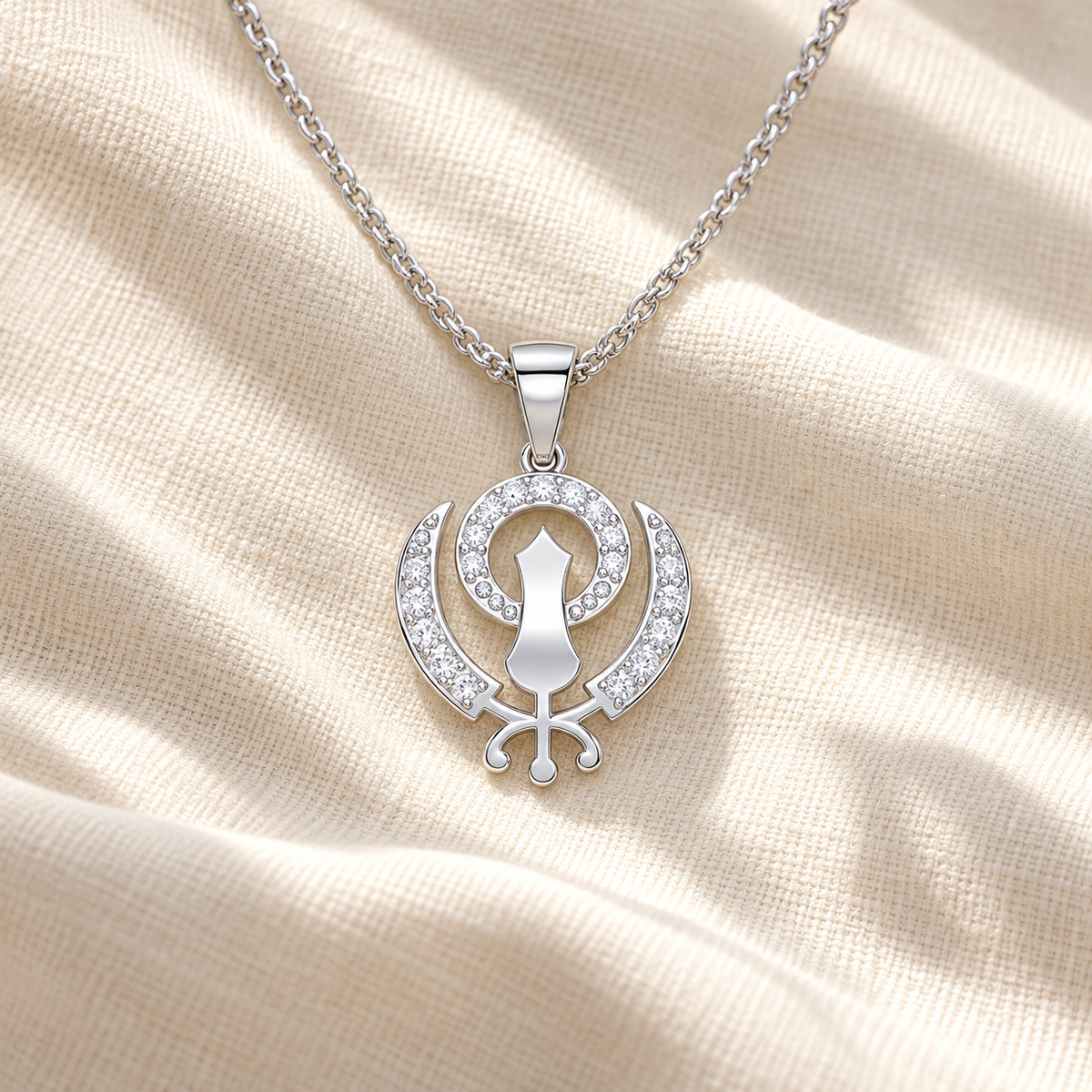 Khalsa Eternal Silver Pendant - White Gold - Aesthetic