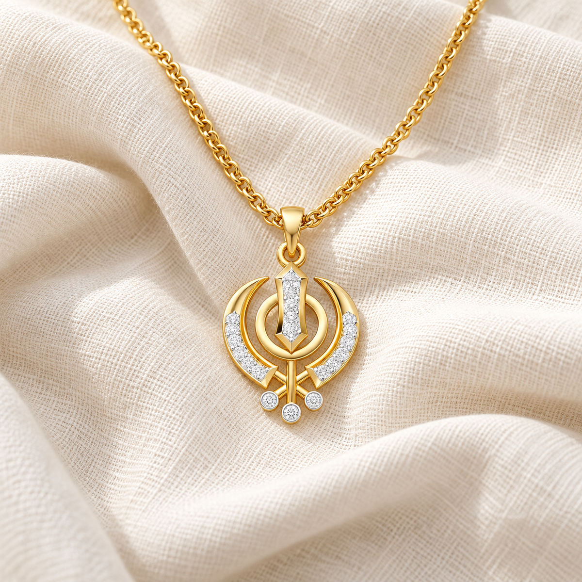 Khalsa Faith Silver Pendant - Yellow Gold - Aesthetic