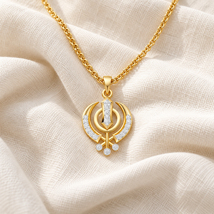 Khalsa Faith Silver Pendant - Yellow Gold - Aesthetic