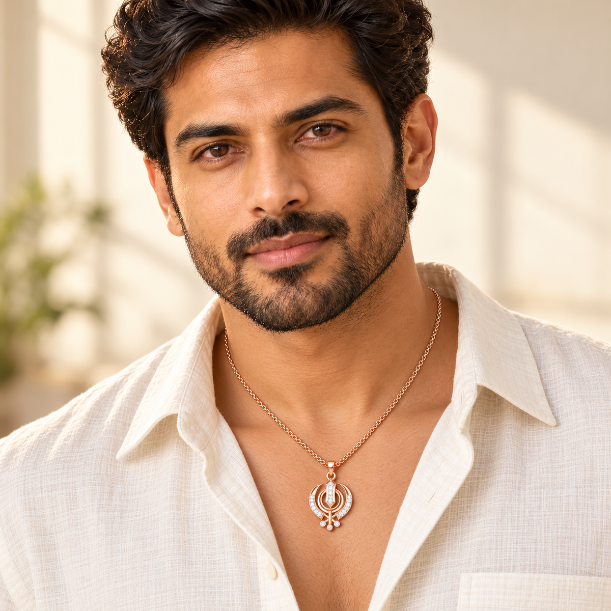 Khalsa Faith Silver Pendant - Rose Gold - Model