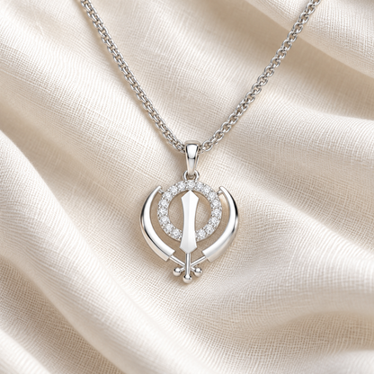 Khalsa Meher Silver Pendant - White Gold - Aesthetic