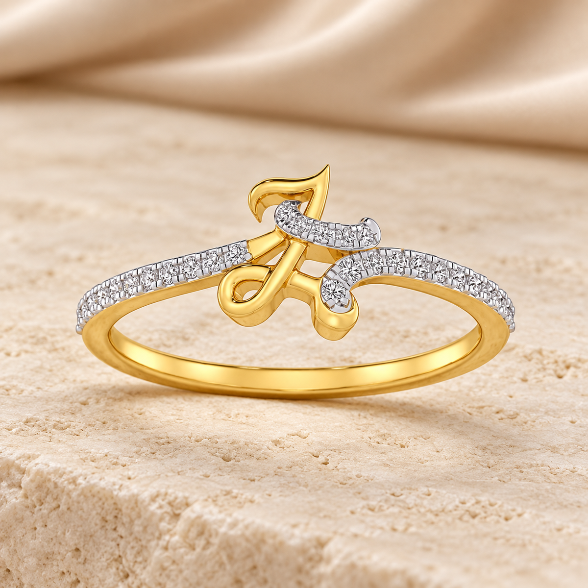 L-Love Silver Ring - Yellow Gold - Aesthetic lying fifth-reference image