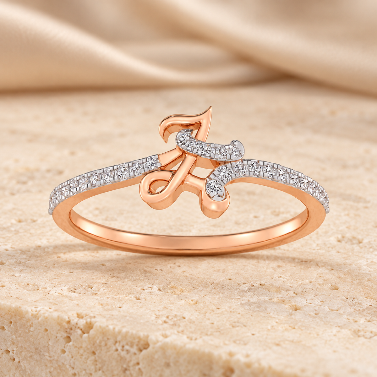 L-Love Silver Ring - Rose Gold - Aesthetic lying fifth-reference image