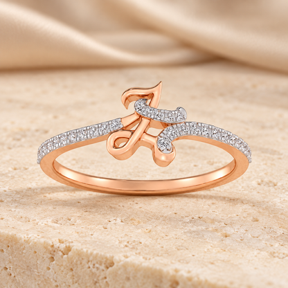 L-Love Silver Ring - Rose Gold - Aesthetic lying fifth-reference image