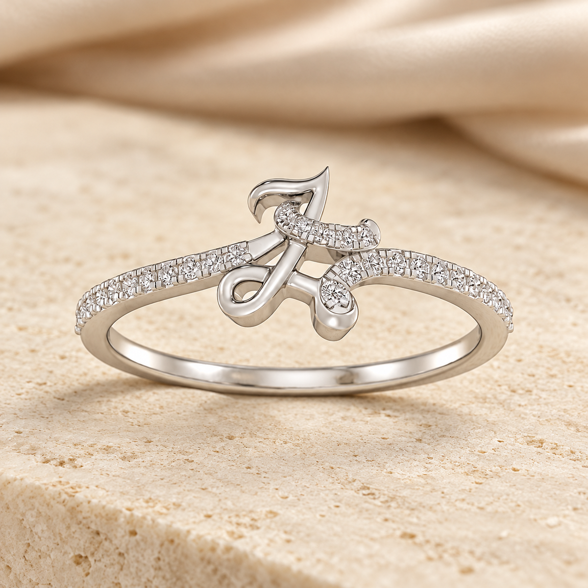 L-Love Silver Ring - White Gold - Aesthetic lying fifth-reference image