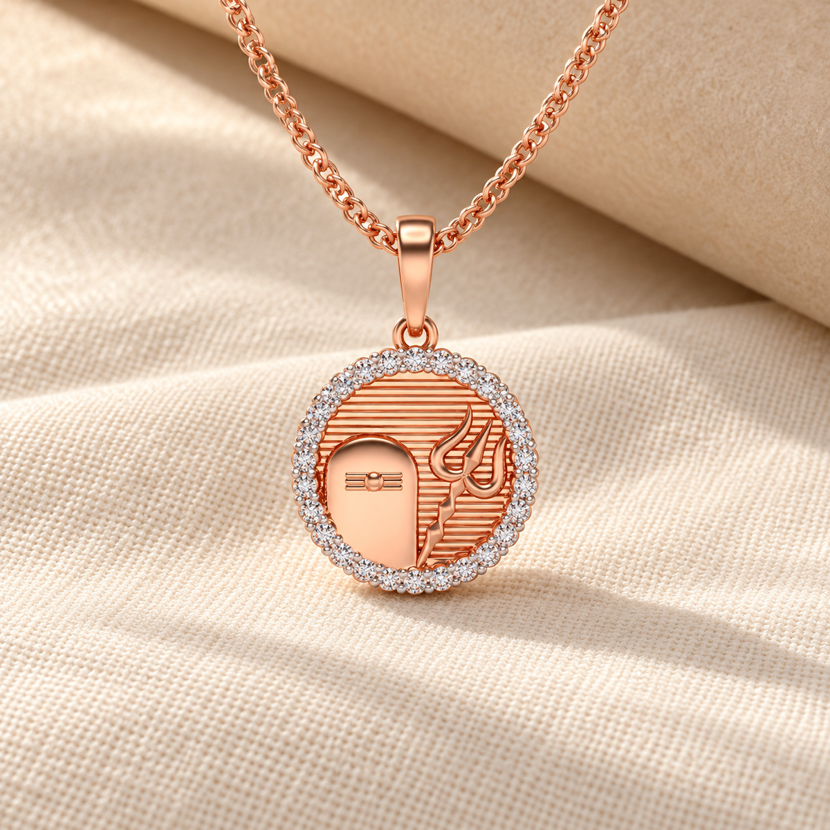 Linga Trishul Silver Pendant - Rose Gold - Aesthetic