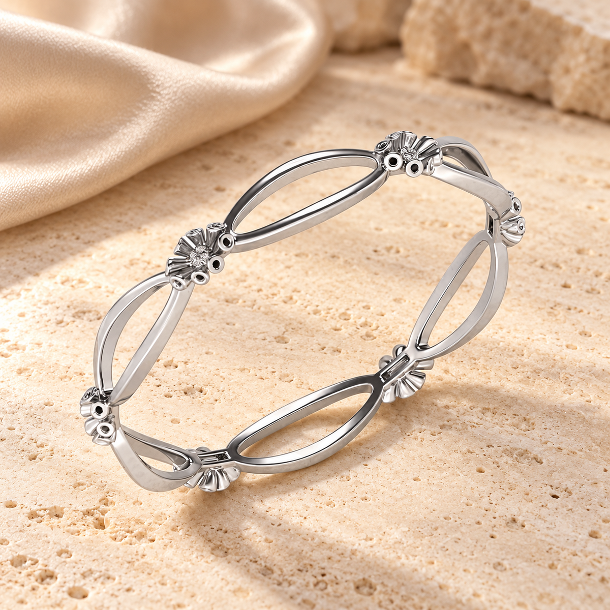 Literal Shine Silver Bangles White Gold laid-flat aesthetic