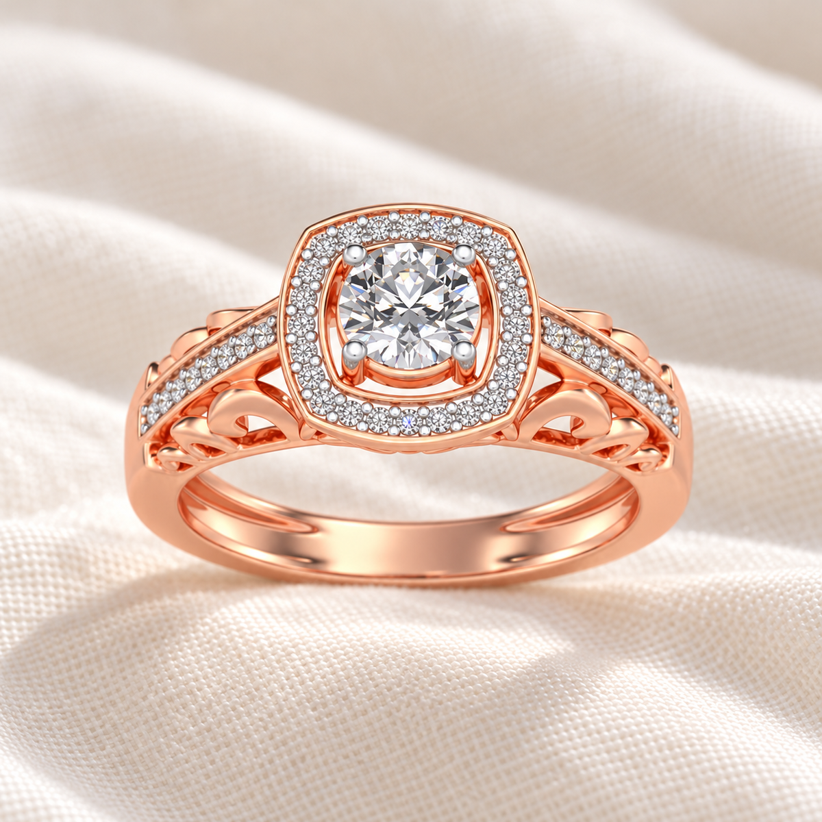 Lively Glow Solitaire Silver Ring - Rose Gold - Aesthetic