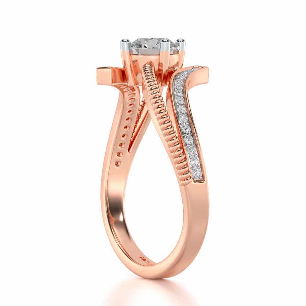 loquacious eye Solitaire Silver Ring - Rose Gold - Image 4
